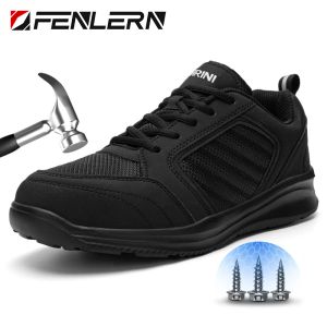 Botas Fenlern Winter Women Safety Shoese Men Steel Toe Implaz de peso Ligero Ligero Slip On Women Work Shoes Boots Safety Safety