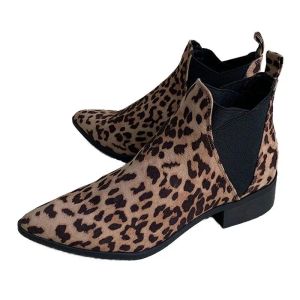 Laarzen fhanchu 2023 te koop vrouwen luipaard enkelschoenen, mode kudde schoenen, stretch naakte bota's, puntige teen, groot formaat 40.41.42.43, dropship