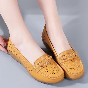 Laarzen platschoenen vrouwen luxe holle ademende echte lederen dames loafers 2022 trend herfstontwerper casual comfort soft squison