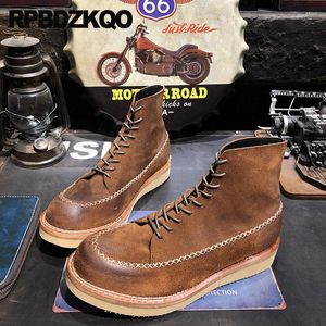 Bottes plates cheville grande taille chaussures Designer 11 à la main à lacets Nubuck rétro Goodyear Welted chaussures personnalisées hommes court daim