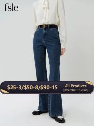 Botas fsle high street estilo bootcut jeans para mujeres 2023 otoño nuevo aspecto delgado pantalones altos casuales jean full -longitud femenina