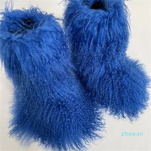 Laarzen bont vrouwen rond teen mongoolse schoenen sneeuw sneeuw winter warme mode