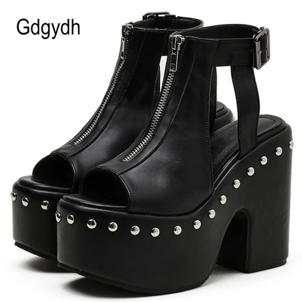 Boots Gdgydh Platform Shoes Highheed Chaussures Femmes Bucke Strap Open Toe Hot Ins Punk Cool Gothic Women's Sandals Hollow Out Chunky Talon