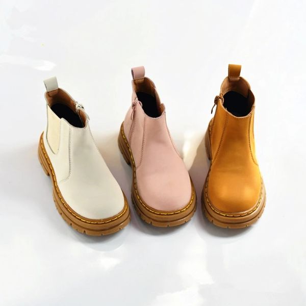 Bottes authentique en cuir en cuir Boots d'équitation doux vaches de vache douce automne filles hiver bottes de neige bottines de mode