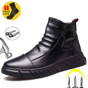 Bottes Bottes en cuir véritable pour hommes chaussures de sécurité hommes bottes Chelsea chaussures à bout en acier baskets de travail chaussures indestructibles bottes de sécurité 231110