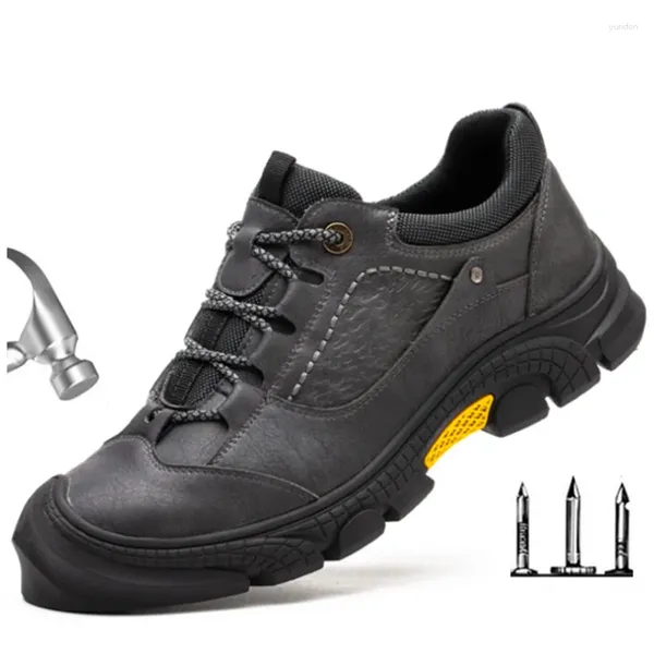 Botas de cuero genuino zapatos de invierno para hombres impermeables seguridad de trabajo indestructible protección de construcción táctica