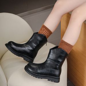 Boots Girl's Winter Korean Style Britisan Children's Little Girl Baby Princess Leather Ankle Fashion 221121