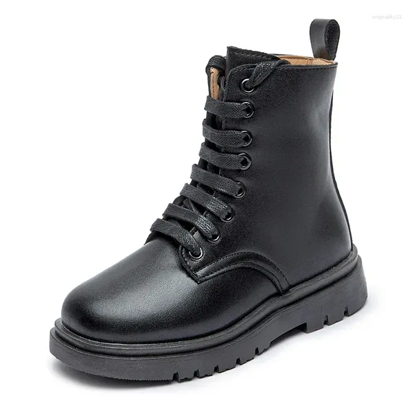 Bottes filles 2024 hiver enfants chaussures performance haute tube marée école PU cuir imperméable