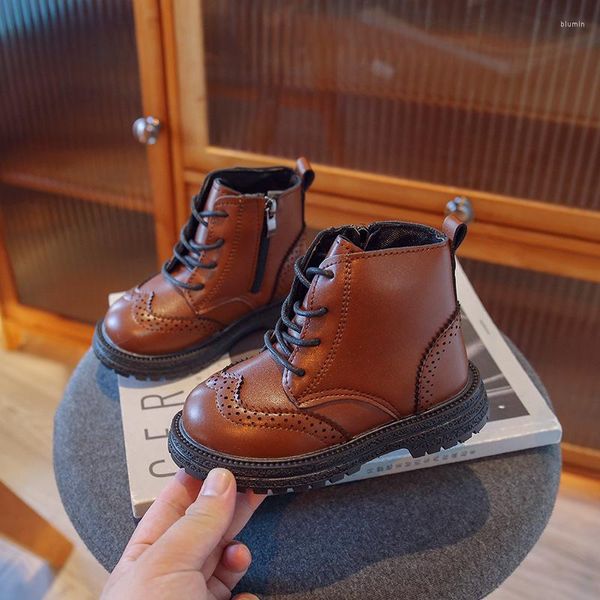 Botas niñas otoño invierno pu cuero niños moda niños pequeños zapatos marca suave antideslizante primavera niños