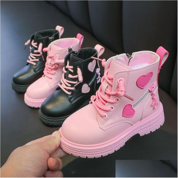 Boots Girls Fashion Versatile Casual Korean Style Coart Decoration Kids Kids Sweet Princess printemps and Automne Ankle Non-Slip 230906 Drop D Dhf91