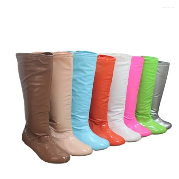 Botas Niñas Rodilla Alta Vaquero Occidental Color Fluorescente Bota Otoño Invierno Bebé Niño Niños Cremallera Tacón Bajo Bombas Zapatos Para Niños