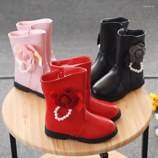 Boots Girls Princess Shoes Free Perl Cotton Plus Velvet Snow