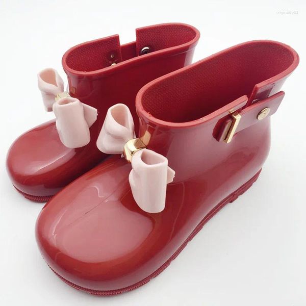 Botas Niñas Lluvia Niños Impermeable Niño Caucho PU Jelly Suave Sólido Zapatos Infantiles Antideslizante Bebé Negro Botas de lluvia Niña