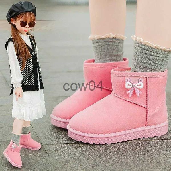 Bottes Filles bottes de neige hiver chaud coton enfants bottes en caoutchouc mode douce princesse enfants bottines avec nœud papillon anti-glissant x1007