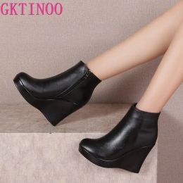 Boots gktinoo 2022 en cuir authentique Boots d'hiver d'automne Chaussures femmes Boots Boots Femme Boots Boots Femme Chaussures plate-forme de botte