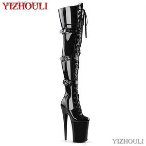 Bottes Gladiator femmes avec des talons de 23 cm bottes de danse de poteau de club sexy avec des bottes hautes aux genoux et aux cuisses de 9 pouces T230824