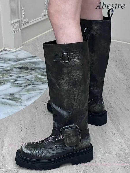 Bottes Gradient Patent Le cuir en cuir féminin pour femmes à hauteur carrée