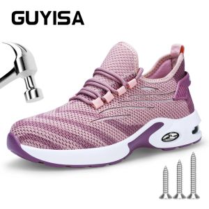 Boots Guyusa Safety Chaussures Femmes Soft Breathable confortable Anti Smashing Anti Puncture Steel Toe Shoes Taille 3640