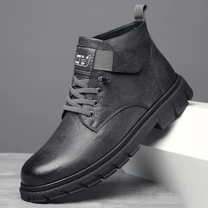 Bottes En cuir cousu à la main pour hommes, chaussures décontractées à semelle souple, bottes d'hiver chaudes et confortables en cuir de vache véritable pour hommes, bottes de neige 231212