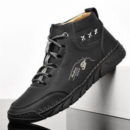 Laarzen handgemaakte kwaliteit mannen enkel mode allmatch kant -up botas de hombre antiskid slijtage schoenen buiten vrije tijd 220913