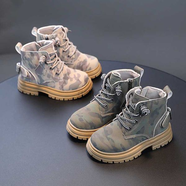 Bottes Beaux enfants Combat armée bottes printemps automne Camouflage bottes d'extérieur pour garçons filles écolier chaussures de randonnée F09133 L0824