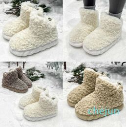 Laarzen met hak omwikkelde katoenen pantoffels voor vrouwen die buiten sneeuw dragen in de winter Pluche isolatie Thuisgebruik Antislip Eenvoudige dikke zolen