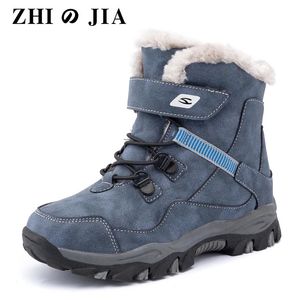 Laarzen van hoge kwaliteit jongens meisje winter snowboots platform warme katoenen schoenen leer herfst waterdicht kinderschoenen kind sneaker 5 12y 231012