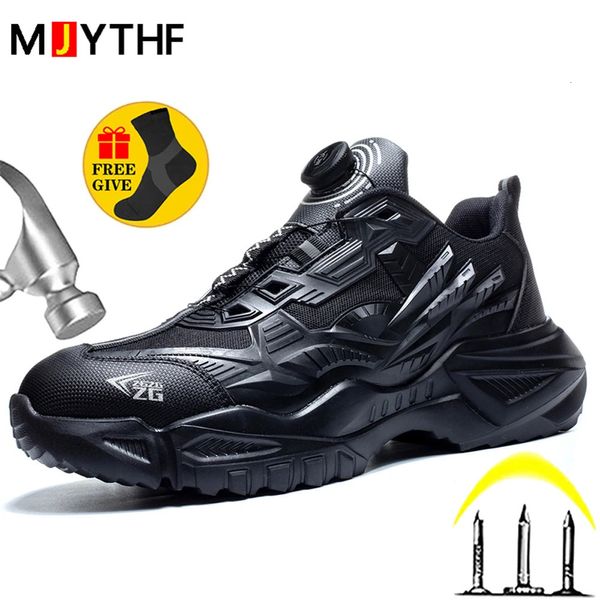 Bottes Chaussures de sécurité de haute qualité hommes fil d'acier boucle rotative baskets de travail chaussures indestructibles chaussures de travail Anti-smash Anti-crevaison 231101