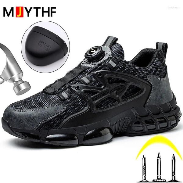 Bottes Chaussures de sécurité de haute qualité Rotation bouton Men Sport Anti Smashing Piercing Work Work Steel Toe