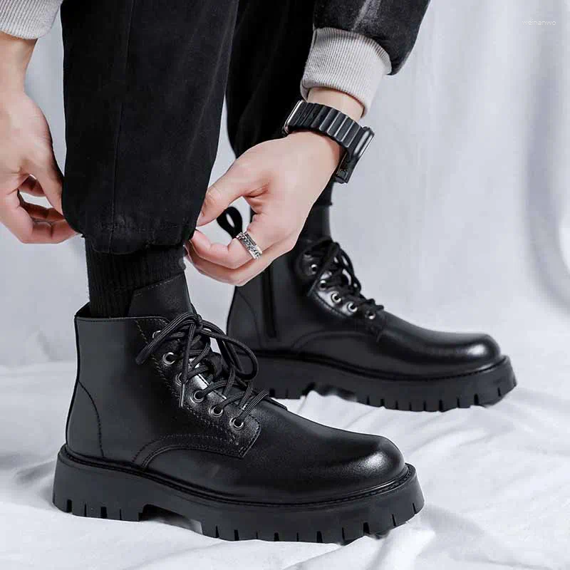 Boots High Quality Streetwear Fashion Business Casual Thick Platform Leather Wedding Loafers Shoes Harajuku Korean