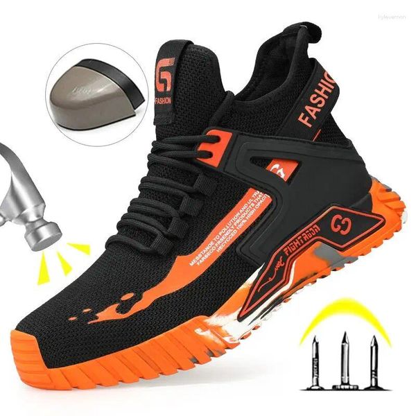 Boots High Top Safety Shoes Men Steel Toe Travail Anti-Puncture Femme Indestructible