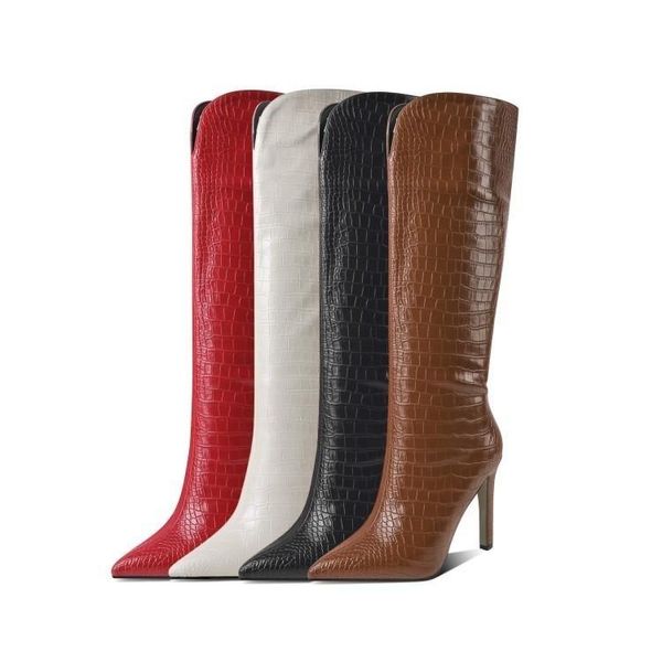 Bottes Haute Heel Femme Heel Long Boot Sleeve Crocodile