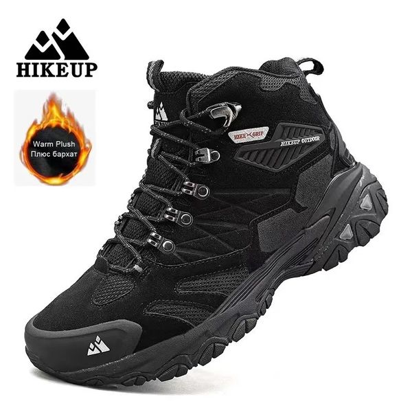 Botas HIKEUP, botas de nieve de invierno para hombre, botines de goma con plataforma, zapatos de senderismo de diseñador para hombre, zapatillas de deporte para hombre, botas de senderismo de cuero para invierno 231108