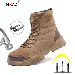 Laarzen HKAZ Combat Boot Mannen Vrouwen Werken Antismashing Stalen Neus Wandelschoenen Onverwoestbaar Veiligheid F611 230928