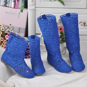 Bottes bottes creuses chaussures respirant tricot ligne maille bottes été femmes bottes genou haut tube femmes chaussures 34-41 230728