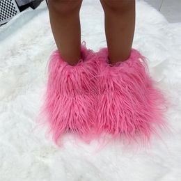 Boots Hot Children's Warm Fur Boots Children's Winter Pluche artificielle Boots de neige en fourrure de femme Fautres de la fourrure