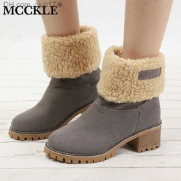 Botas Venta caliente-MCCKLE Tallas grandes Botas de mujer Invierno Piel sintética Botas de nieve cálidas Plataforma femenina Tacones de bloque Tobillo Zapatos de mujer Calzado Z230724