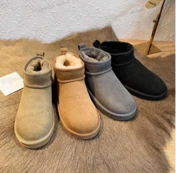 Botas Venta caliente Australia Australiano Clásico Cálido EE. UU. GS 585401 Mini bota de nieve para mujer Invierno Piel completa Mullido peludo Satén TobilloUGG Zapatos de alta calidad