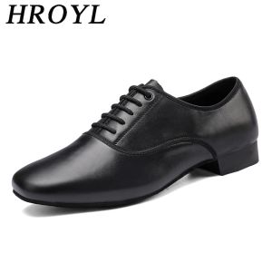 Boots Hroyl Gentine Leather Ballroom Dance Chaussures pour hommes Latin Jazz Dancing Shoes Man plus grande taille de danse baskets Waltz Salsa Shoes