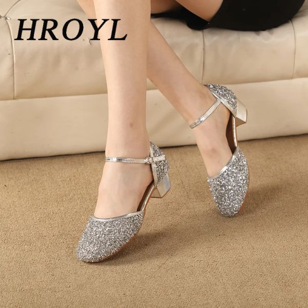 Boots Hroyl Girls Dance Shoes for Women Ladies Ballroom Modern Tango Dancing Performance Pratice Chaussures 3,5 cm talons dropshippong