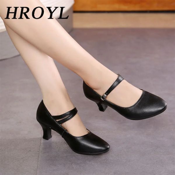 Boots Hroyl Women Shoes for Dance Girls Modern Latin Dance Chaussures Ladies Ballroom Tango Salsa Chaussures de danse en cuir authentique