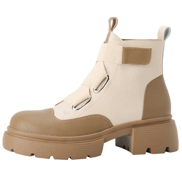 Bottes énormes légères petites semelles épaisses contraste couleur Martin bottes pour femmes chaussures 2022 220926