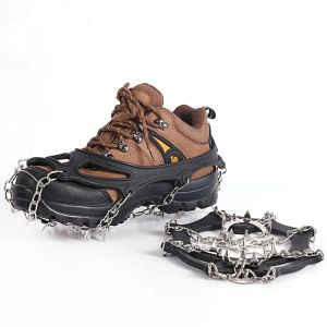 Boots Glace Gripper Spike pour chaussures anti-glisser la randonnée grimpant des pointes de neige Crampons Cleats Chain Claws Grips 19 dents en acier Snow Chain