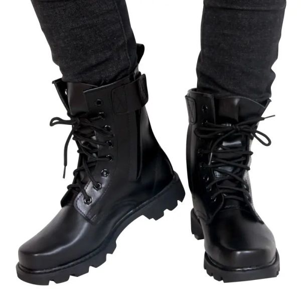 Boots Idopy Men Boots Pu Leather Man chaussures plates Fashion Afficée Military Combat Military Tactical Footwear