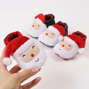 Botas infantiles botines de navidad bebé suave santa invierno cálido zapatillas de lana zapatos de cuna de nieve para niñas tamaño 13 niña