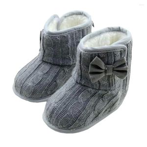 Bottes Boots Bassons pour tout-petits Butterfly nœud en peluche Snow Tricoting Laine fille bébé chaussures hiver