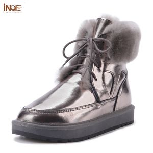 Laarzen INOE Mode Echt Koe Leer Natuurlijk Schapenwol Bont Gevoerd Dames Korte Enkel Winter Sneeuw Casual Warme Schoenen Waterdicht Plat 230925