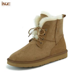 Bottes INOE Femmes Mode Casual Court Hiver Neige En Peau De Mouton En Daim En Cuir Naturel Laine De Mouton Fourrure Doublée Chaussures Chaudes Imperméables 231026