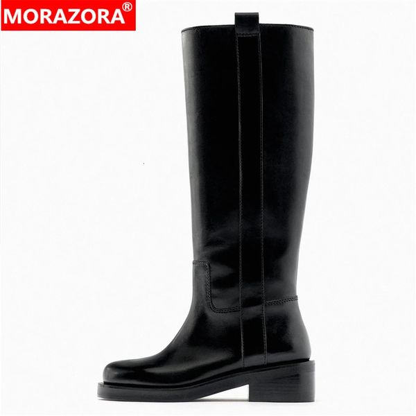 Boots INS ZA Plus Size 3443 Fashion Full Genuine Leather Women Slip On Knee Alto Autumn Winter Straight Knight Botas 231026