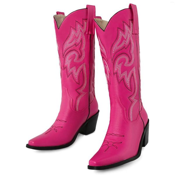 Botas Ippeum Western Cowboy Zapatos blancos de mujer en botas moradas hasta la rodilla Vaquera rosa Bota Texana Country Feminina 2024